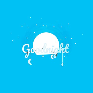 Origami kavramı iyi geceler ve ay, gece ve, vektör sanat ve illüstrasyon.