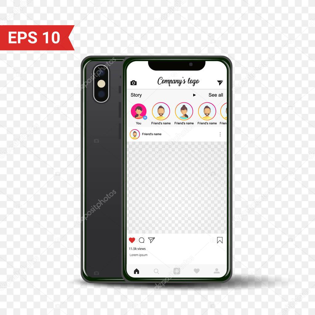 Instagram app template . Vector frame