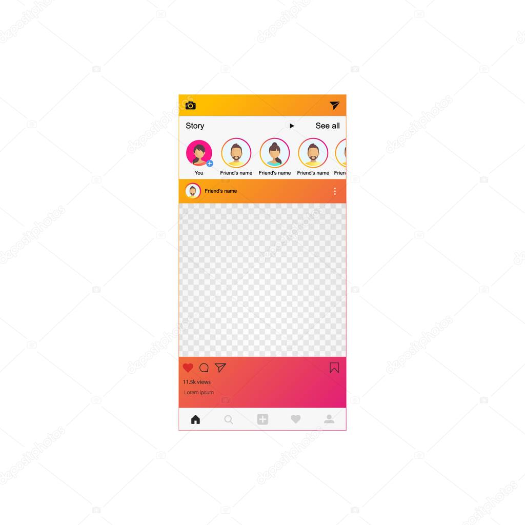Instagram. Inspired by Instagram. Mockup. Vector illustration.