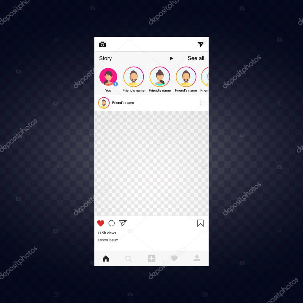 Social network. Photo frame vector illustration. Mockup. Vector illustration.