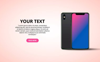 Siyah cep telefonu mockup. Vektör çizim. Yeni smartphone tasarım afiş