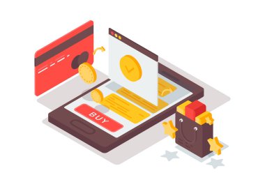 Mobil ödeme kavramı vektör çizim. 