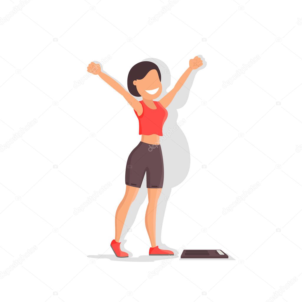 The concept of a healthy lifestyle and losing weight. Vector