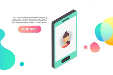 3D izometrik smartphone simge vektör. İzometrik kavram smartphone ve gelen arama ile