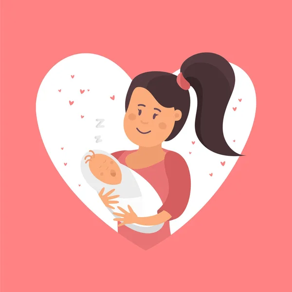 Mamá y el bebé. Símbolo del amor — Vector de stock