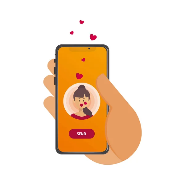 Ilustración de San Valentín. Enviar o recibir carta de amor, sms . — Vector de stock