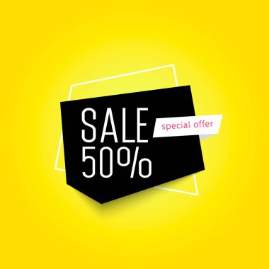 Satılık 50'ye kadar. Geometrik vektör afiş 