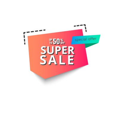 Süper satışı büyük başlığı. yüzde 50 vektör çizim.