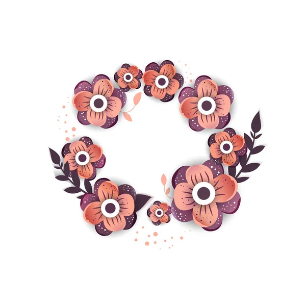 Estilo de corte de papel de flores brillantes . — Vector de stock