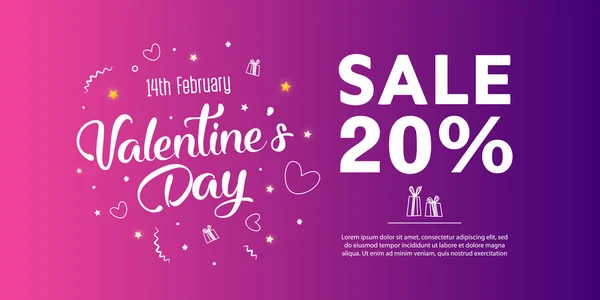Ontwerp van de sjabloon van de banner van Valentine's Day Sale. — Stockvector
