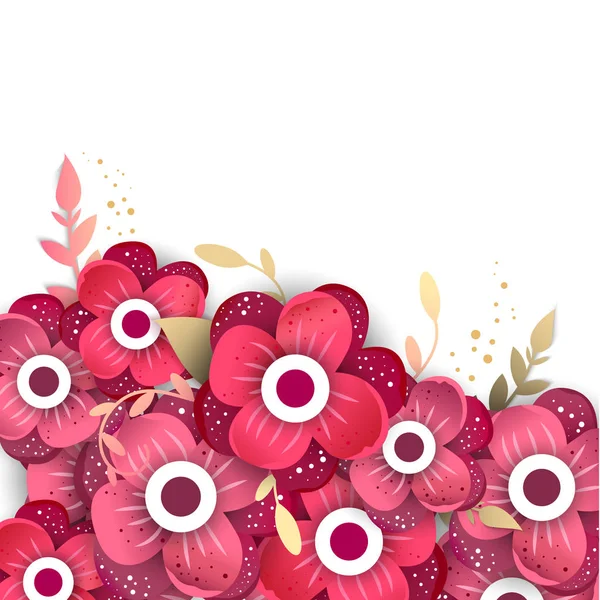 Estilo de corte de papel de flores brillantes . — Vector de stock