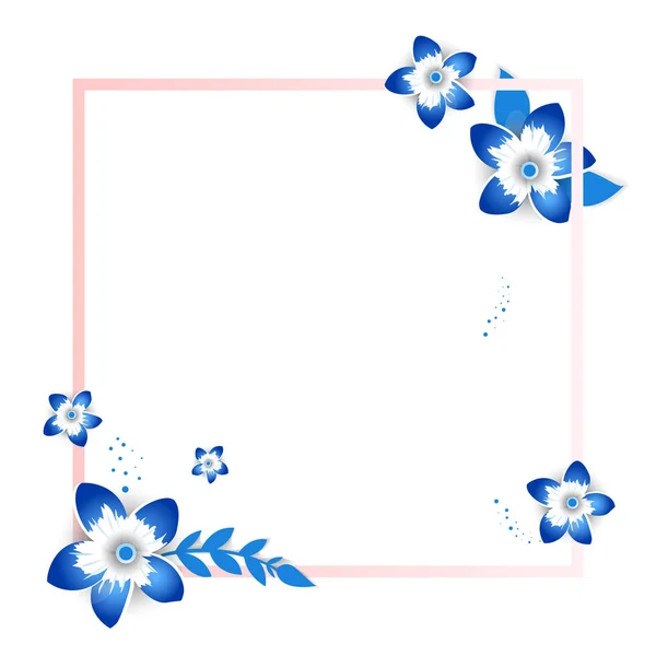 Spring  paper cut  frame with flowers — Stock Vector