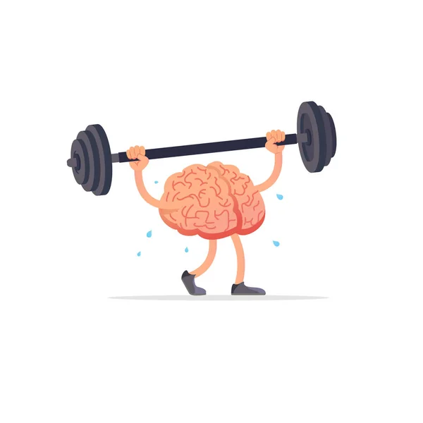 Ilustración brillante vector plano del cerebro y el peso — Vector de stock
