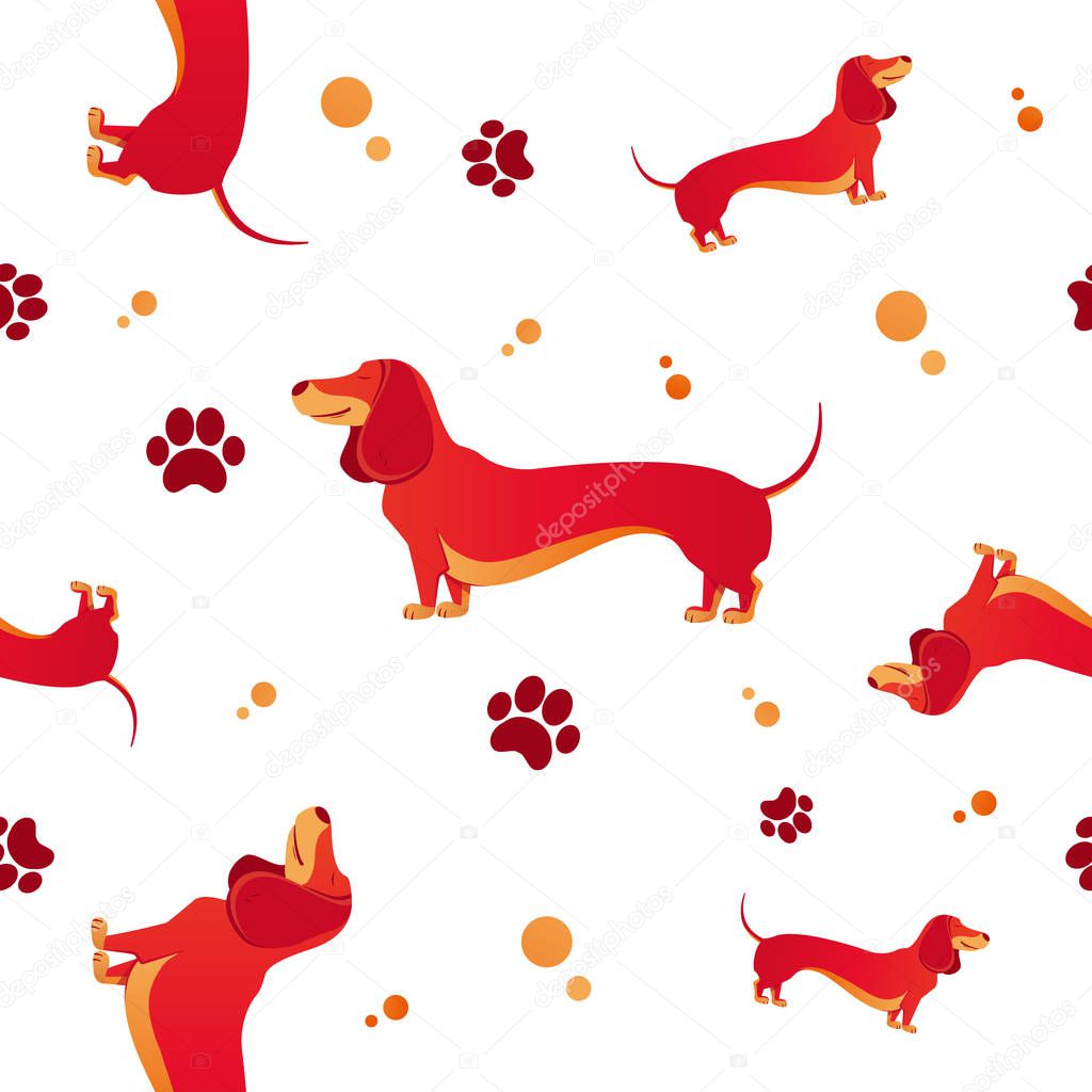 Seamless pattern with cute dogs 
