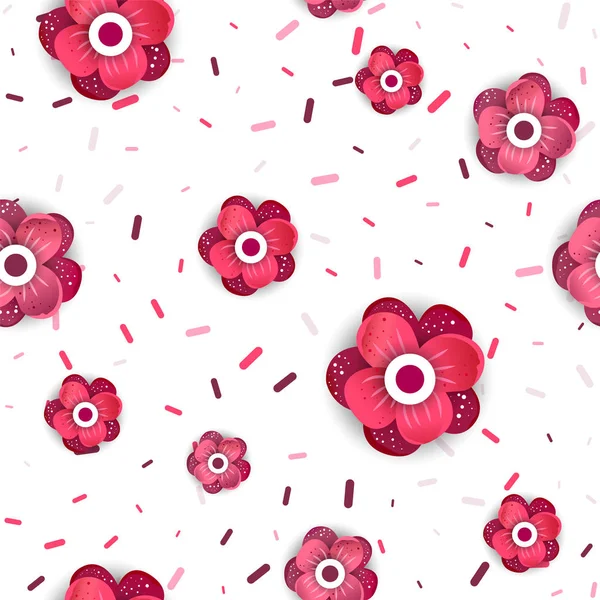 Flores Patrón vectorial con confeti — Vector de stock