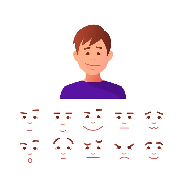 Ilustración vectorial del icono de la cara del hombre en estilo plano . — Archivo Imágenes Vectoriales