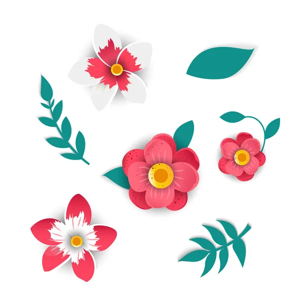 Estilo de corte de papel de flores brillantes . — Vector de stock