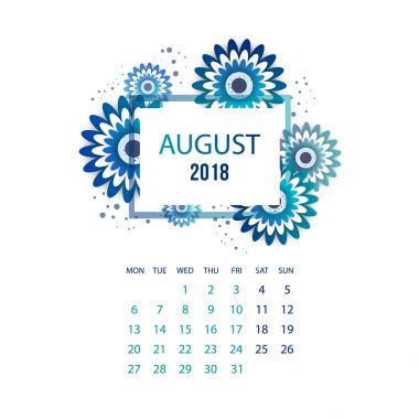 Tasarım çiçek şablon takvim 2018. 