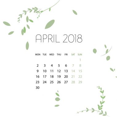 Tasarım ot şablon takvim 2018. 