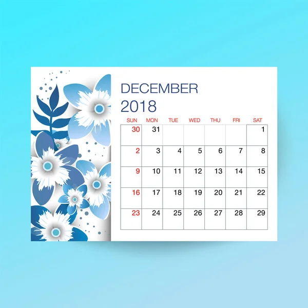 Návrh květinové šablony Kalendář 2018. — Stockový vektor