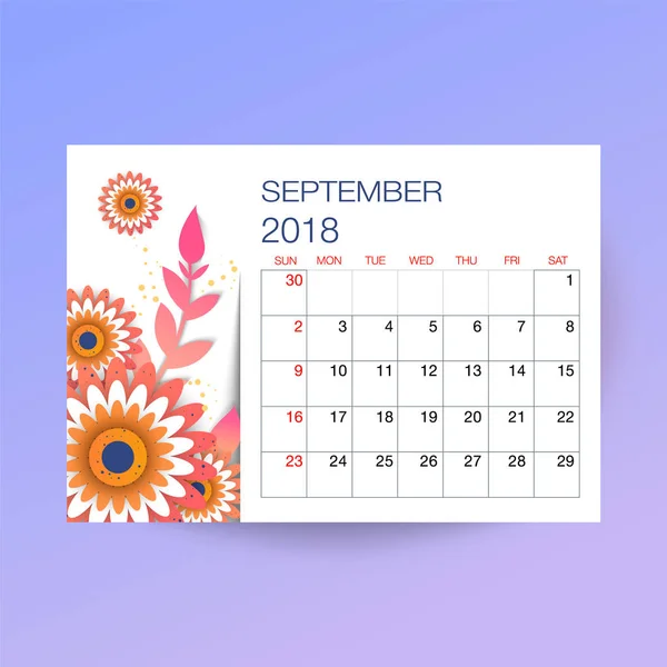 Design florale Vorlage Kalender 2018. — Stockvektor