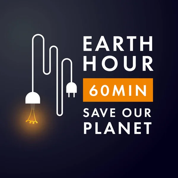 Ilustración de la hora de la Tierra. Salvar nuestro planeta — Vector de stock