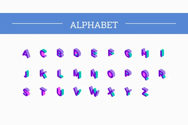 Изометрический набор шрифтов 3d-векторная иллюстрация — стоковый вектор