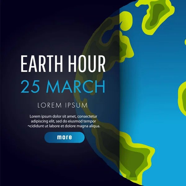 Ilustración de la hora de la Tierra. 25 de marzo . — Vector de stock