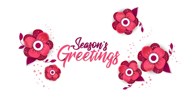 Season's greeting template, beautiful origami — Stock Vector