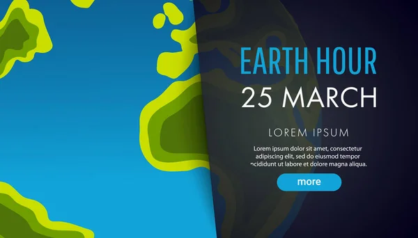 Ilustración de la hora de la Tierra. 25 de marzo . — Vector de stock