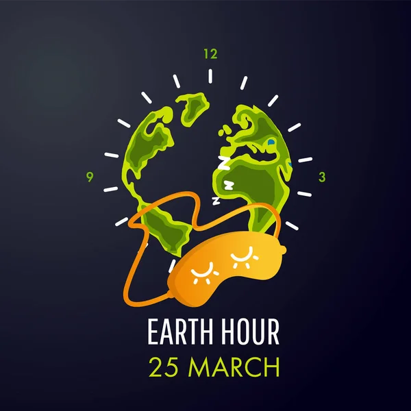 Ilustração da hora da Terra. 25 de março . —  Vetores de Stock