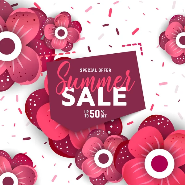 Summer sale banner with flowers