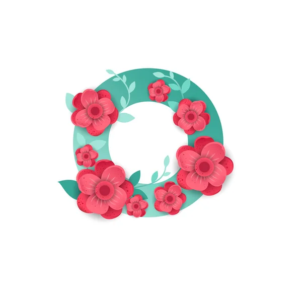 Color Letra O con hermosas flores — Vector de stock