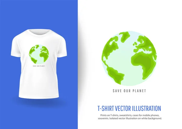 Salva nuestro planeta. Huellas en camisetas — Archivo Imágenes Vectoriales