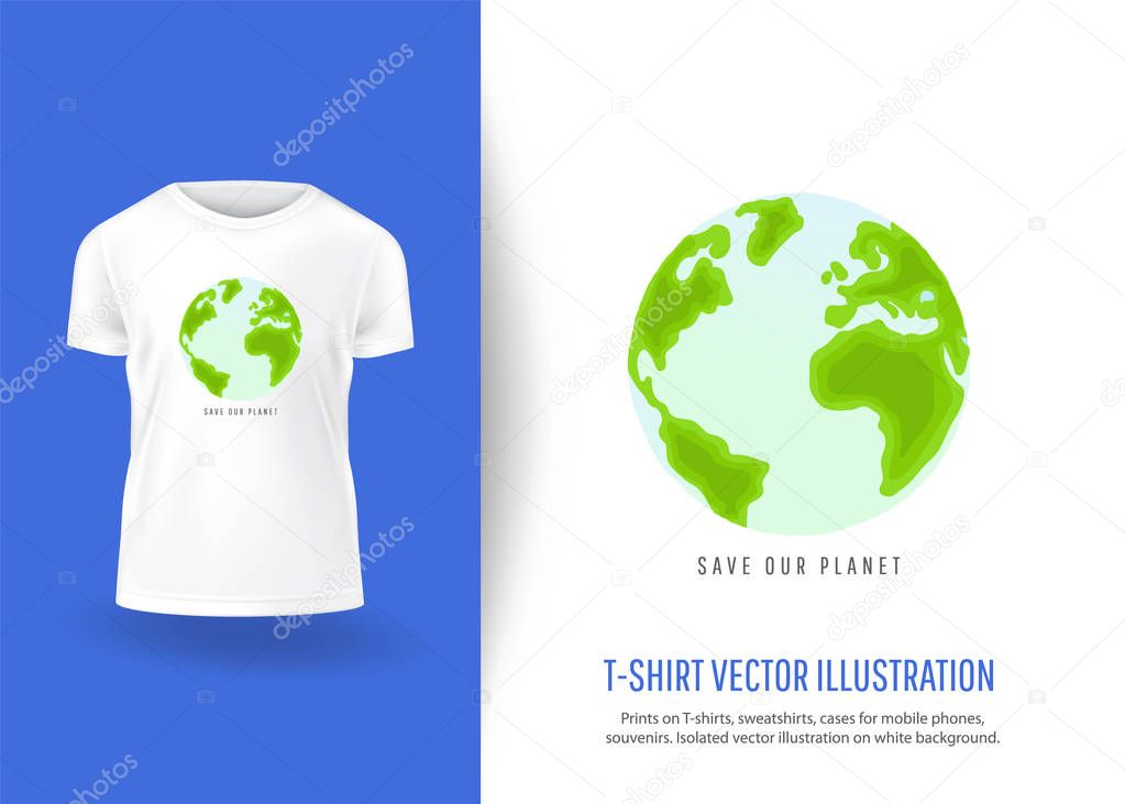Save our planet.  Prints on T-shirts