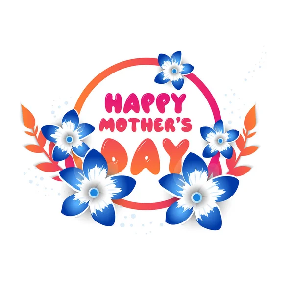 Tarjeta de felicitación del día de la madre con flores en flor — Vector de stock