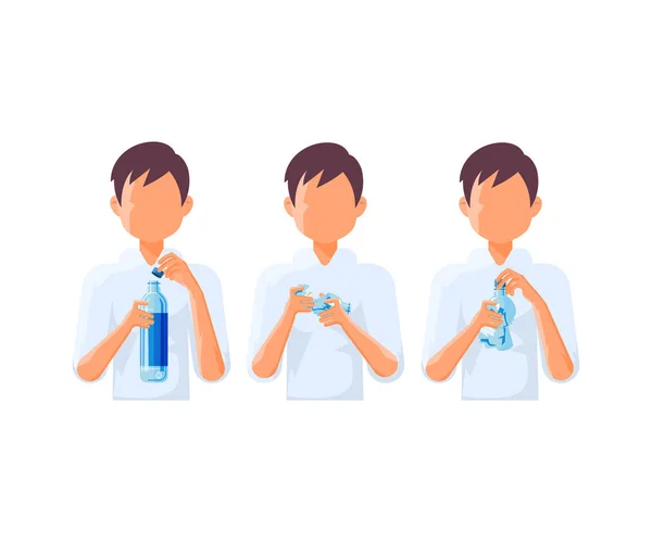 Une bouteille d'eau dans les mains — Image vectorielle
