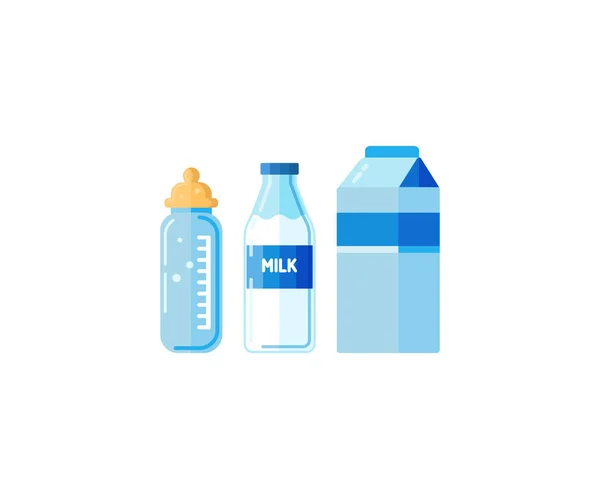 Set de botellas de leche de plástico aislado — Vector de stock