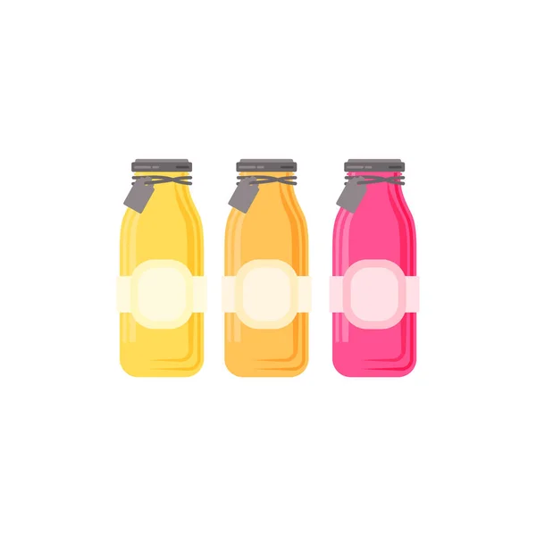 Botella de jugo de vidrio con plantilla de etiqueta — Vector de stock