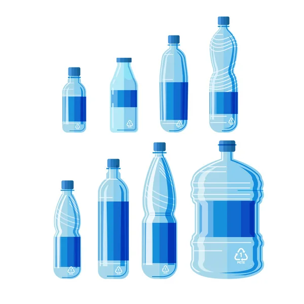 Botellas de plástico sobre fondo blanco . — Vector de stock