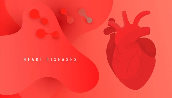 World Heart Day banner med mänskligt hjärta på röd bakgrund vektor design. — Stock vektor