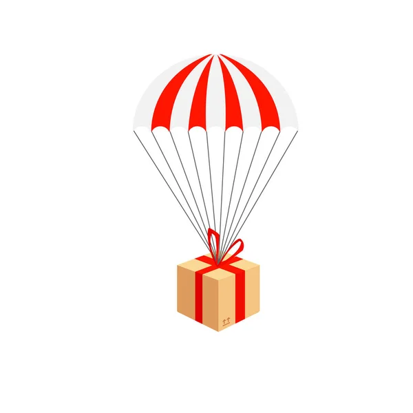 Service de livraison. Parachute colis livraison composition. Parachute avec colis, cadeau dans le ciel . — Image vectorielle