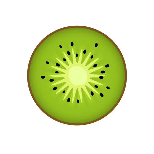 Kiwi, kiwi o uva spina cinese con icona a metà sezione piatta a colori isolata su sfondo bianco per applicazioni alimentari e siti Web . — Vettoriale Stock