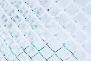 Kış kar dokusu kar toprağı ile kaplı metal ağdan yapılmıştır. Donmuş çit