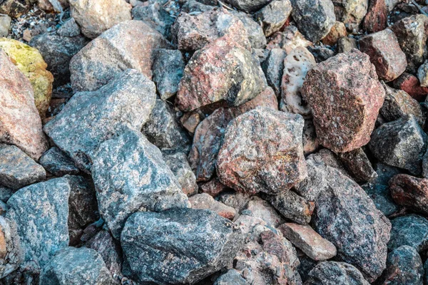 Large sharp gray wet stones background. Pink-blue hue texture — Stock Photo, Image