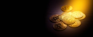 Kripto para birimi altın Bitcoin, Btc, Bit sikke. Blockchain