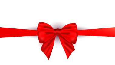 Gerçekçi güzel kırmızı ipek kurdele beyaz arkaplanda izole edilmiş..