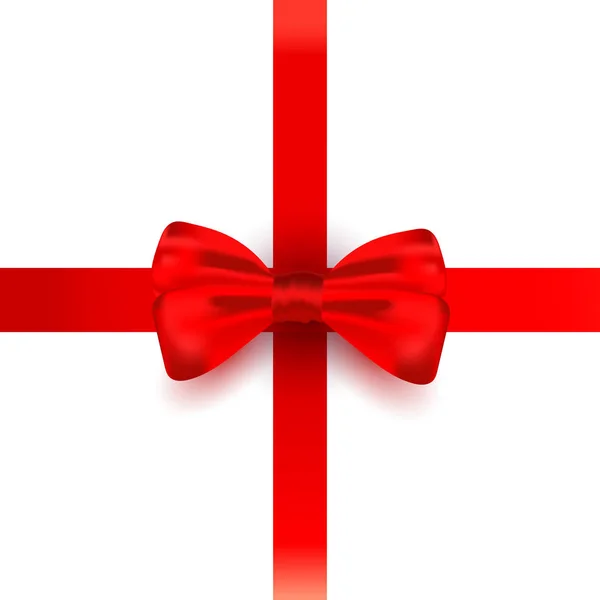 Lazo rojo realista con cinta de seda aislada sobre fondo blanco para envolver regalos . — Archivo Imágenes Vectoriales