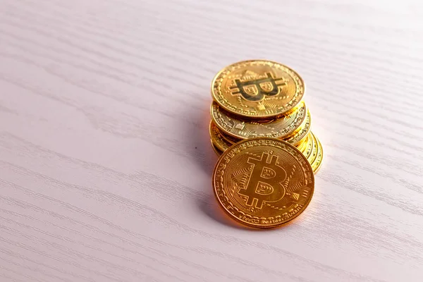 Bitcoin Χρυσό Νόμισμα Έννοια Κρυπτογραφήματος Εικονικό Νόμισμα Φόντο — Φωτογραφία Αρχείου