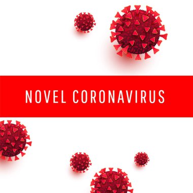 Dünyada Coronavirus salgını var. COVID 19 enfeksiyonu eşleşiyor. Beyaz arka planda SARS-CoV-2 molekülü ve metin. Vektör illüstrasyonu
